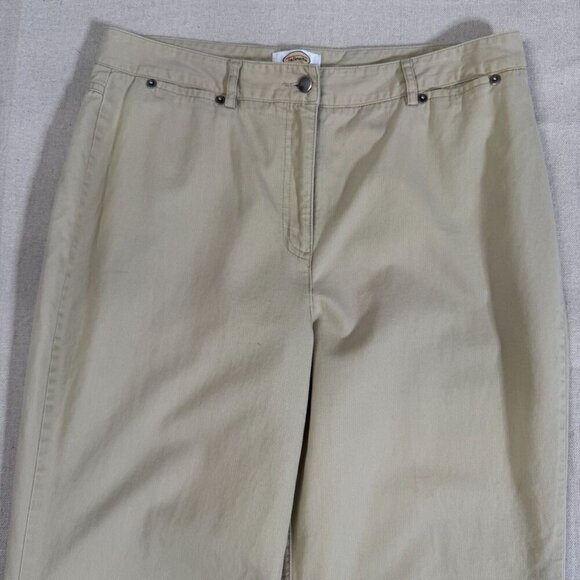 Talbots Beige Wide-Leg Relaxed Fit Cotton Chino Pants 12P (34x27) - Picture 2 of 13